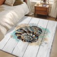 thumbnail image 5 of Summer Coastal Washable Area Rugs 3'x5', Retro Ocean Brown Conch Marine Life Wood Grain Low Pile Throw Living Room Rug Non-Slip Sturdy Edge Binding Carpet for Indoor Entryway Bedside Kitchen, 5 of 9