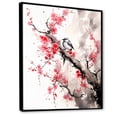 thumbnail image 2 of Designart "Sumi Bird Asian Painting VIII" Asian Floater Framed Wall Art Living Room, 2 of 7