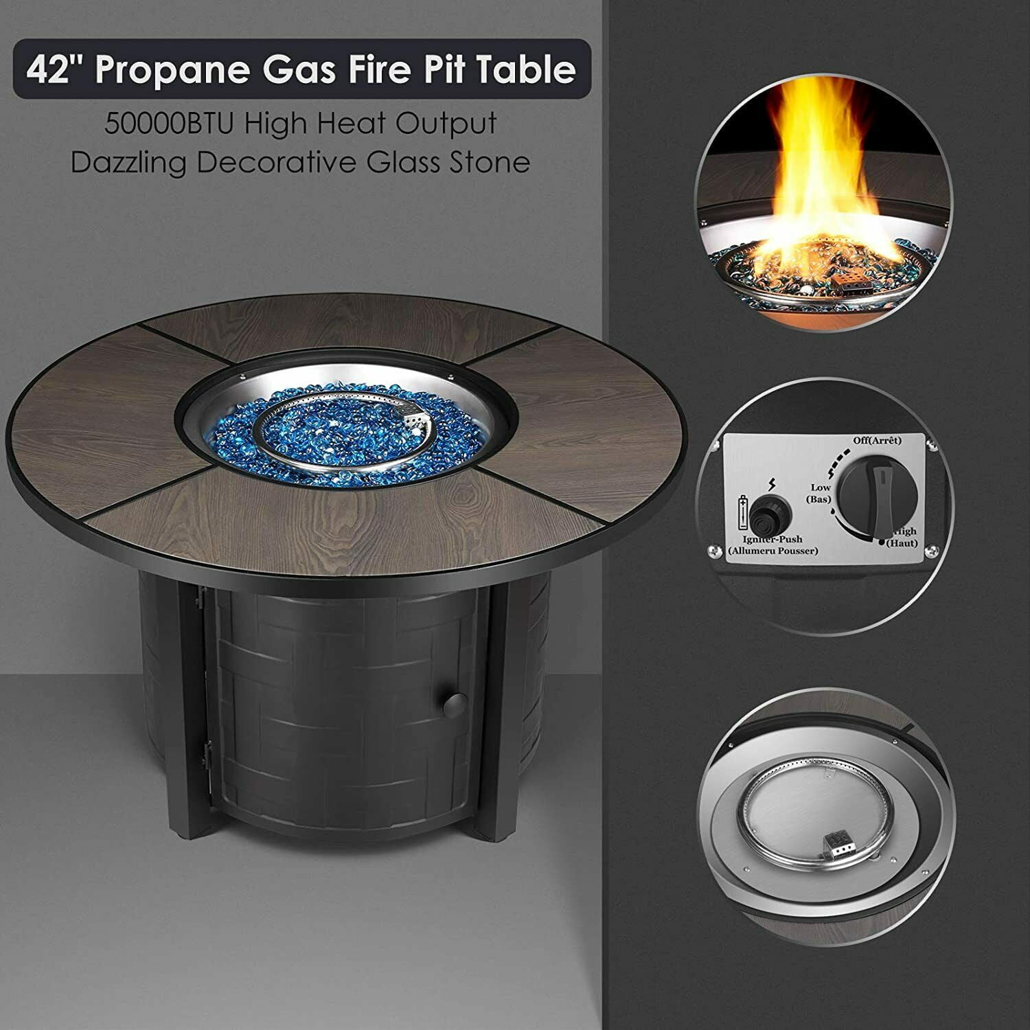 Round Propane Gas Fire Pit Table, Highest Btu Propane Fire Pit