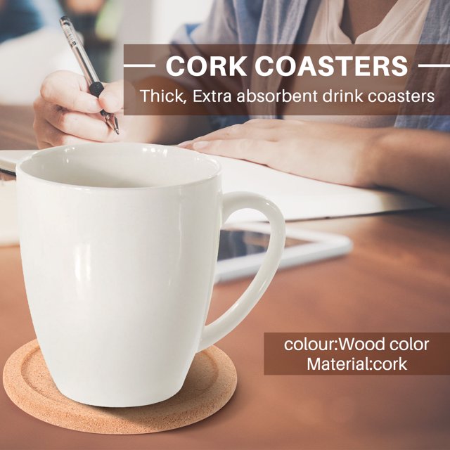 Cork Coasters with Lip for Drinks Absorbent Thick Rustic Saucer with Holder Heat & Water Resistant Best Reusable Natural Round Coasters for Bar Glass Cup Table