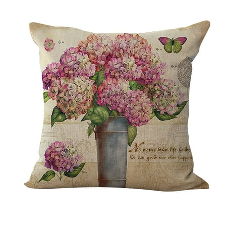 Bay Window Sofa 18 * 18 inches / 45 * 45cm Polyester Romantic Flower Pattern Cushion Cover Decorative Sofa Car Waist Square Pillow Case Pillowcase Home Bay Window Bedside Decor ()