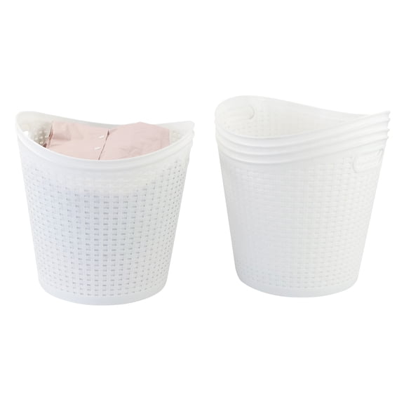 Qskely 6-Pack Plastic Laundry Hamper, Large Storage Basket, White, 30L