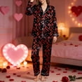thumbnail image 2 of Women's Pajamas 2 Pieces Sets Soft Valentine Print Button Lapel Shirts Pants Sleepwear Outfit, 2 of 5