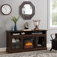 thumbnail image 4 of TV Stand with Electric Fireplace: Rustic Wood Entertainment Center for 65 Inch TV | Spacious Tall TV Cabinet with Adjustable Shelves and Storage Console for Living Room - Brown, 4 of 13