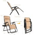 thumbnail image 3 of Gymax 2PCS Folding Zero Weighted Lounge Chair Recliner w/ Cup Holder Pillow Beige, 3 of 8