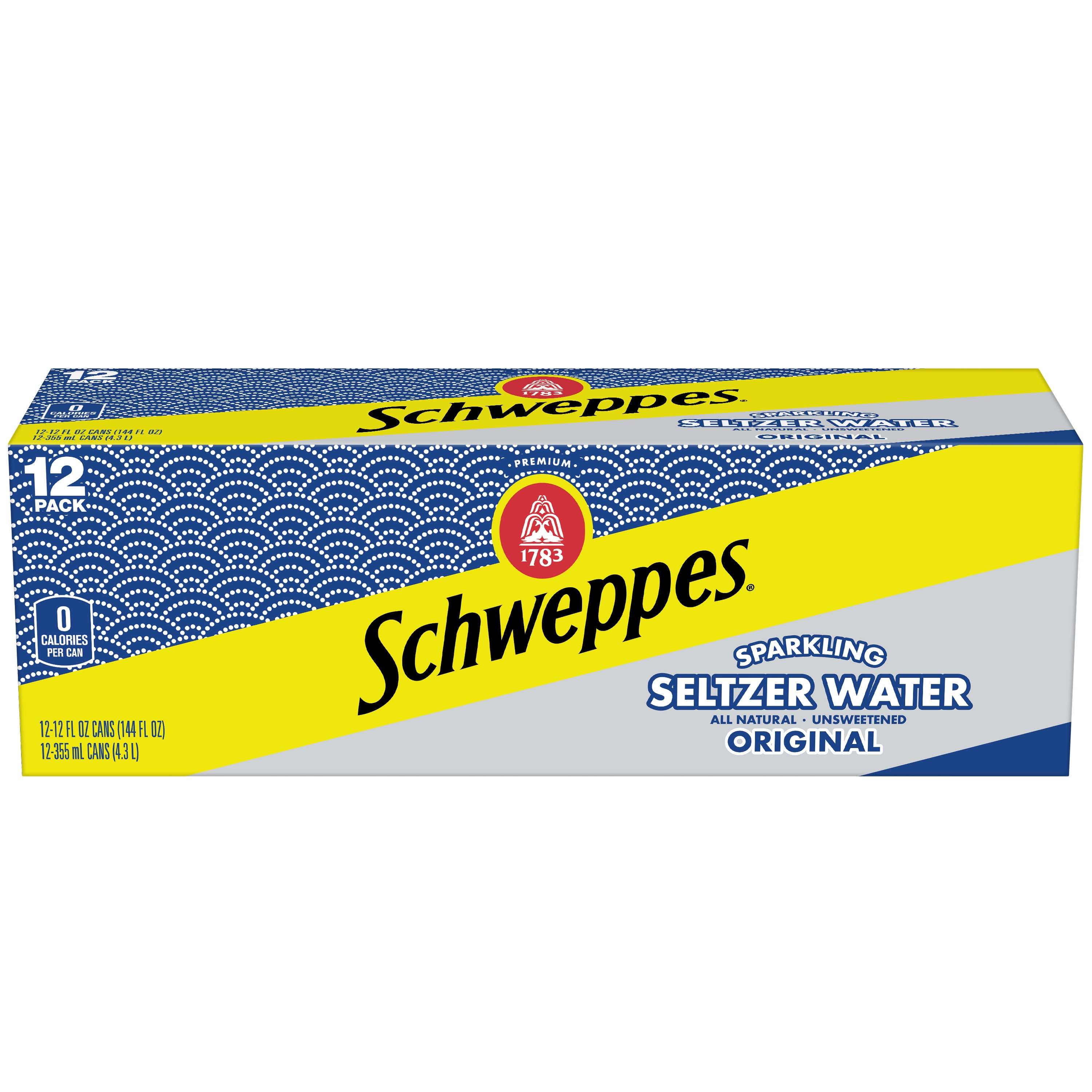 Schweppes Caffeine Free Original Sparkling Seltzer Water, 12 fl oz, 12 Pack Cans