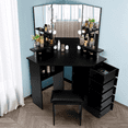 thumbnail image 4 of Vanity Table Desk Set with Lights 3 Color Modes 5 Rotatable Drawers 10 Light Bulbs for Modern Living Room, 4 of 8