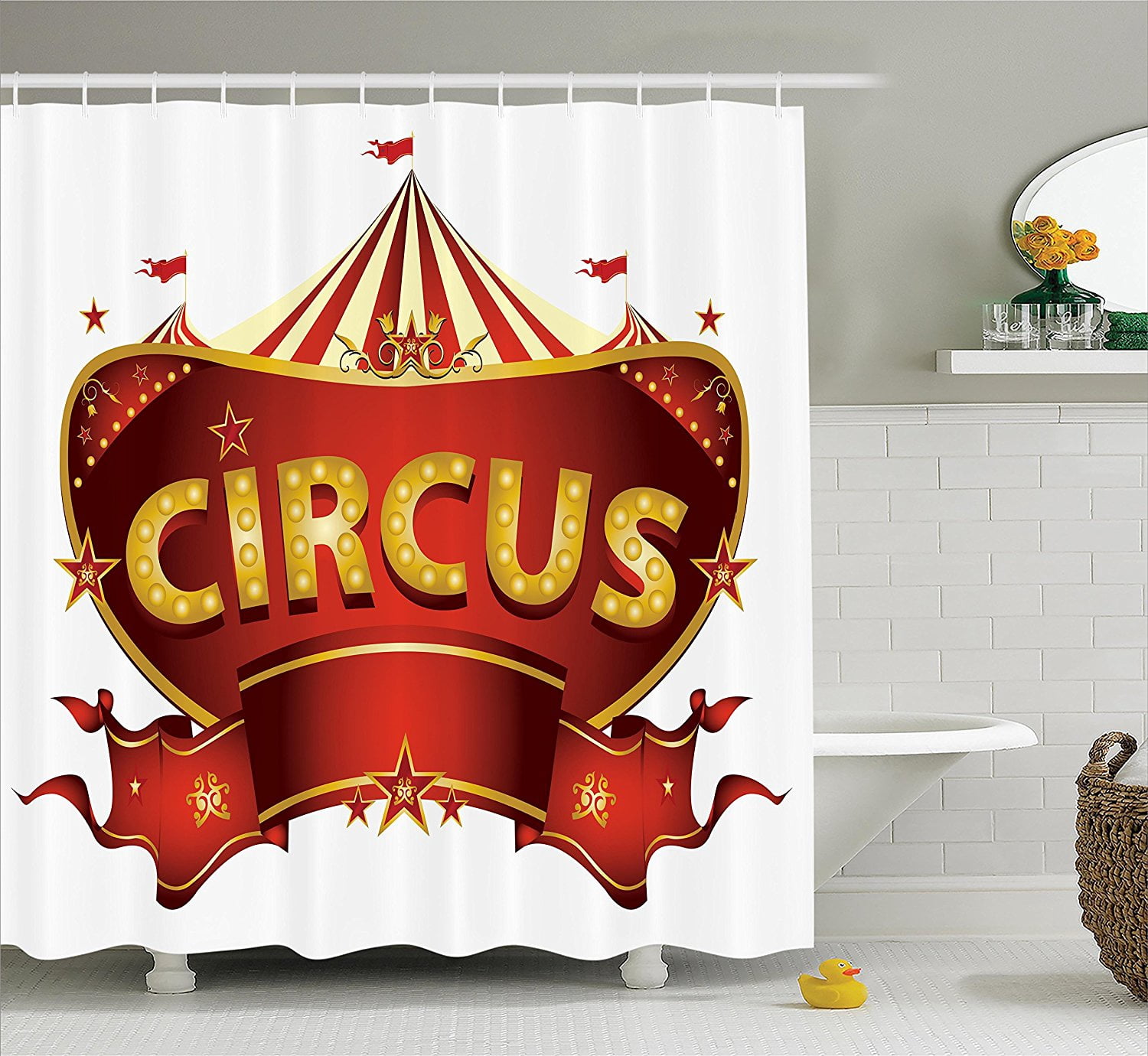 Circus Decor Shower Curtain Set By , A Circus Sign Baroque Style Big ...