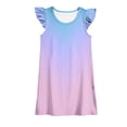 thumbnail image 2 of Cute Mini Dresses for Toddlers Girls Ruffle Cap Sleeve Sundresses 3-6 Years Kids Trendy Gradient Printed Pullover Crewneck Vacation Dress, 2 of 4