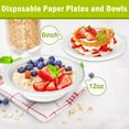 thumbnail image 3 of Yecerudip Disposable Paper Plates & Bowls AFN1- 6 inch, 12 OZ, Compostable, Biodegradable Eco Friendly for Cereals, Dessert, Salad - 100 Pack, White, 3 of 3