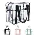 thumbnail image 1 of Bolsa de maquillaje transparente SxoSyo, tamaño grande, PVC, color negro, 1 of 9