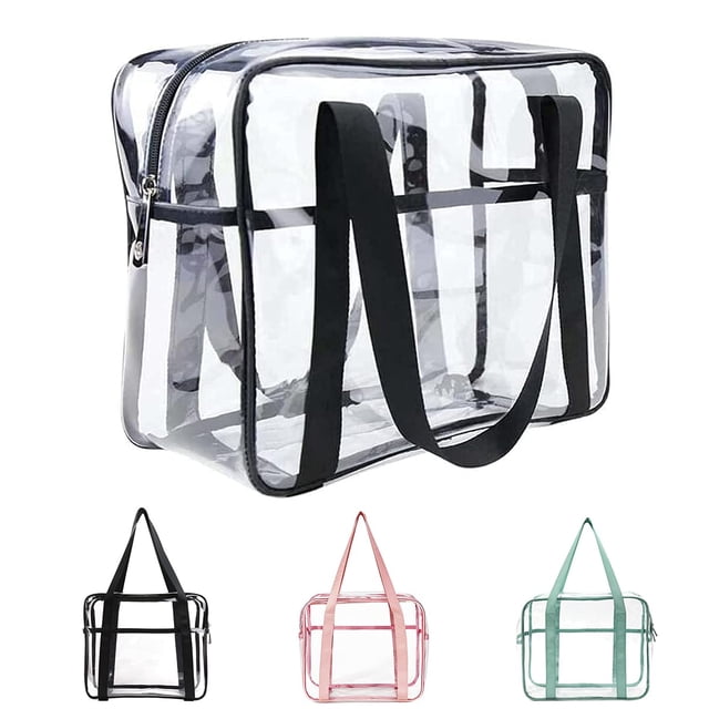Bolsa de maquillaje transparente SxoSyo, tamaño grande, PVC, color negro