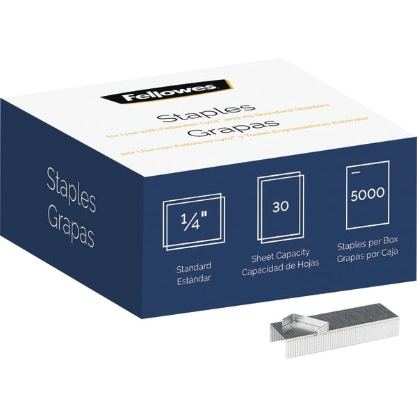 Fellowes® Lyra 3-in-1 Binding Center Staples, 1/4', Silver, Box Of 5,000 Staples