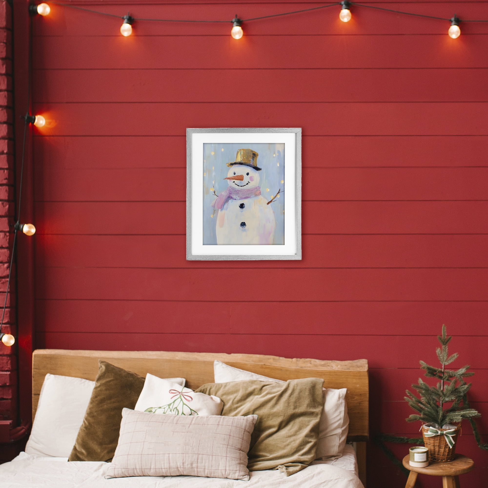 Stupell Industries Cheerful Pastel Snowman Gray Framed Print Under Glass, design by The Prints Vibe