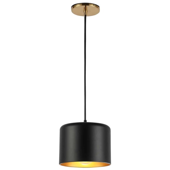 Coastal Pendant Light - 1 Light Chrome & Black Shade - Kitchen Island Lighting