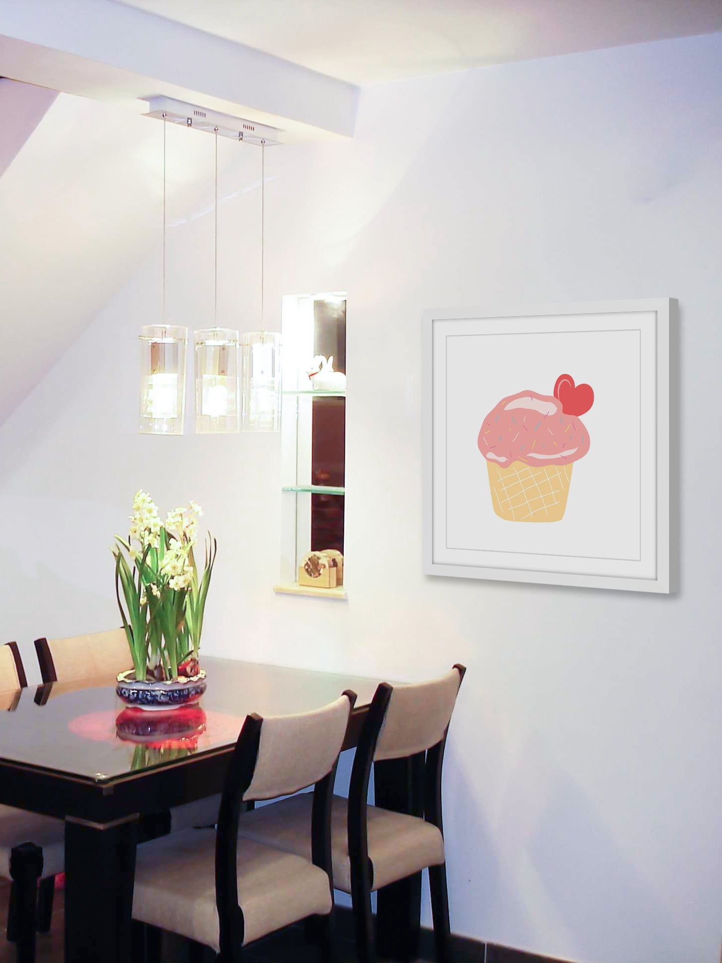 "Cupcake Heart" Framed Painting Print