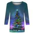 thumbnail image 4 of Holiday Gifts! Titcea Christmas Shirts for Women 3/4 Sleeve Crewneck Glitter Xmas Tree Print Pullover Christmas Sweaters 2024 Fashion Casual Tops, 4 of 4