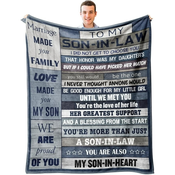 Son in Law Blanket 60’’x50’’, Son in Law Gifts from Mother in Law, to My Son in Law Gifts, Son-in-Law Gifts Throw Blanket, Best Christmas/Birthday Gift Ideas for Son in Law