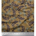 thumbnail image 1 of Soimoi Brown Moss Georgette Fabric Artistic Leaves Print Sewing Fabric Yard 42 Inch Wide, 1 of 1