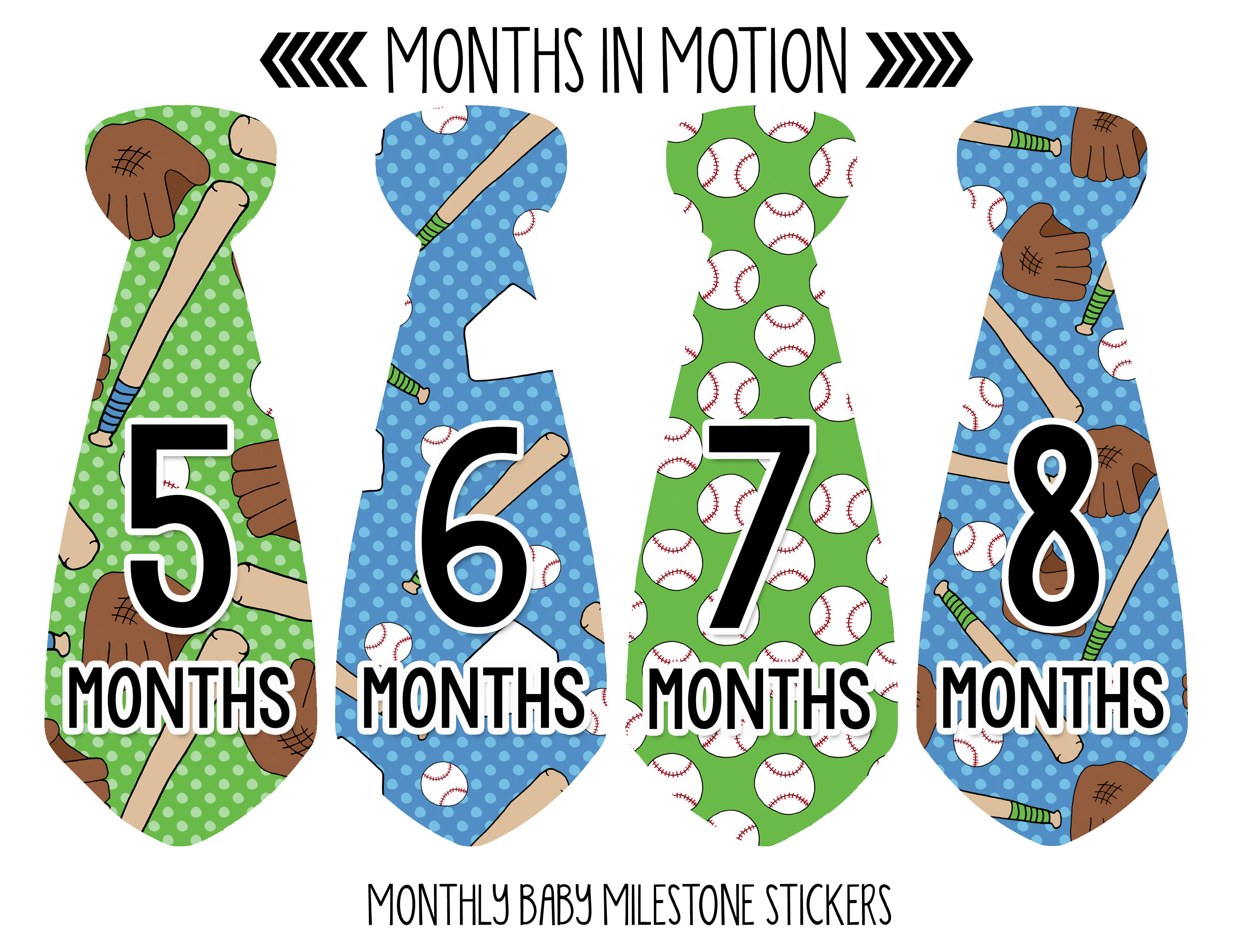 Baby Boy Monthly Milestone Tie Stickers 