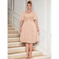 thumbnail image 3 of Champagne Plus Size V-Neck Sequin Lace Chiffon Butterfly Sleeve Ruffle Hem Evening Dress For Formal Occasions, 3 of 8