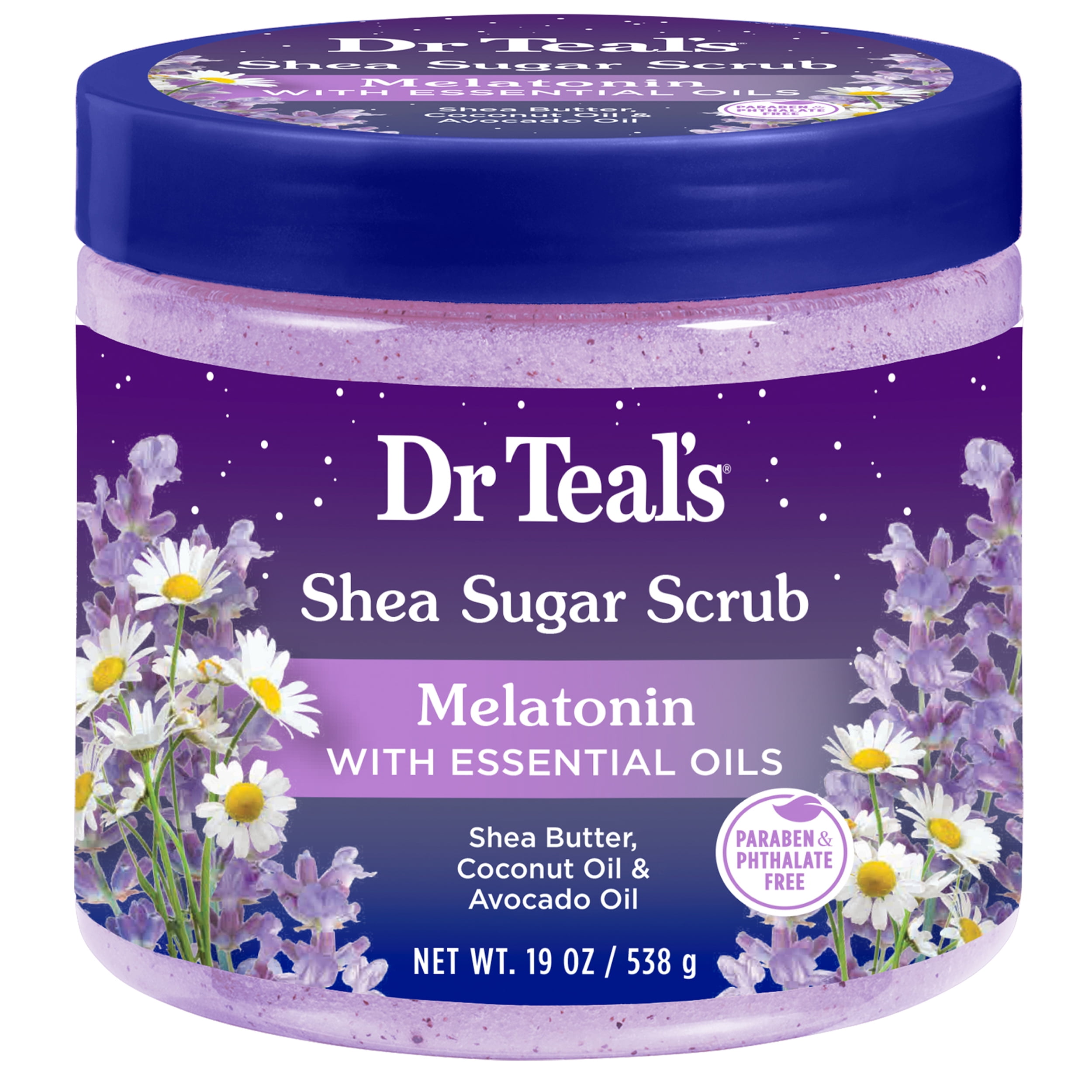 Dr Teal's Shea Sugar Sleep Body Scrub, Melatonin with Essential Oils