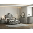 thumbnail image 2 of ACME Perine Tufted Velvet Upholstered Queen Panel Bed in Gray, 2 of 5