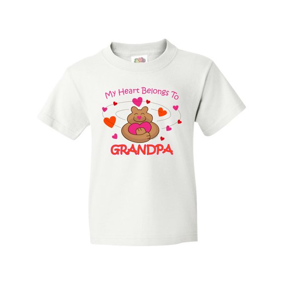 Inktastic Heart Belongs to Grandpa Youth T-Shirt