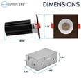 thumbnail image 4 of LUXRITE 2 In. LED Recessed Lighting, Round White & Square Bronze Interchangeable Trim, 5CCT, 1000LM, 15W, CRI80 Dimmable, 4 of 7
