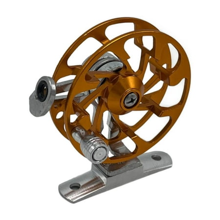 colaxi Fly Fishing Reel Baitcasting Reel Compact Labor Saving Right Hand Lightweight Metal Ice Fishing Reel for Freshwater Saltwater Gold