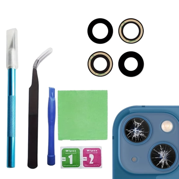 Camera lens replacement for iphone 13 & 13 mini-rear back camera glass lens replacement kit for iphone 13 & 13 mini 6.1 inch with repair tools