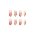 thumbnail image 3 of FCOGIN Long Round, 24 Pieces, Pink, White, Flower, Gradient, Acrylic False Nail, Press on Nail, 3 of 6