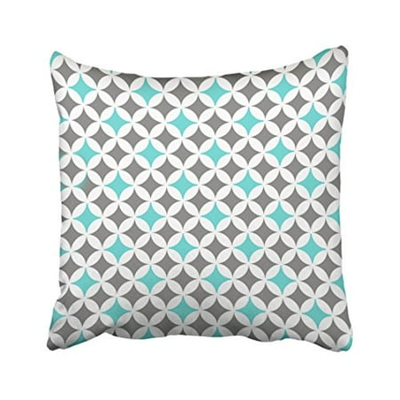 Cushions And Covers WinHome Decorative Gray and Turquoise Circles Pattern Throw Pillow Case Cushion Cover Decorative Size 18x18 inches Two Side ()