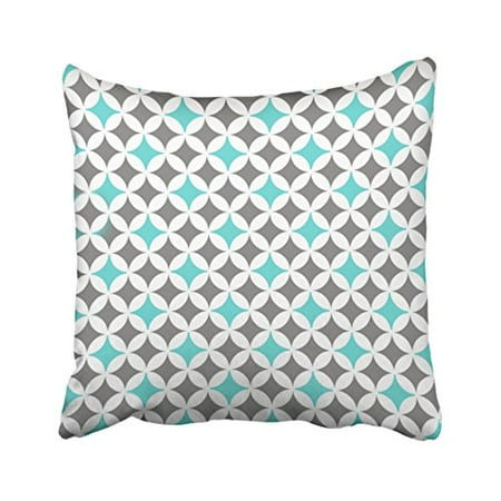 WinHome Decorative Gray and Turquoise Circles Pattern Throw Pillow Case Cushion Cover Decorative Size 18x18 inches Two