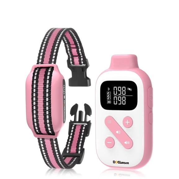PetJoy No Shock Dog Training Collar, Vibrating Dog Collar with Remote 2800Ft, Dog Bark Collar No Shock-Vibration Collar for Puppy Small Medium Large Dogs - No Prongs,Pink