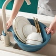 thumbnail image 3 of Blue 30x30x10cm Kitchen Sink Drain Basket, Multifunctional Corner Hanging Filter Basket forVegetables and Fruits, Over Sink Organizer and Food Scraps Catcher, 3 of 5