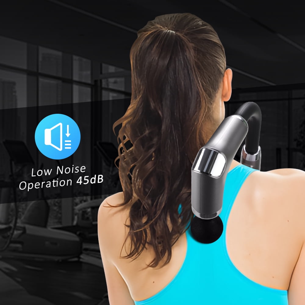 Flaremore Massage Gun,Mini Massage Gun,Deep Tissue Back Massage for Athletes,Percussion Massager with 4 Massages Heads & Silent Brushless Motor,Mothers Day Gifts for Mom,Handheld Messager Silver Gray