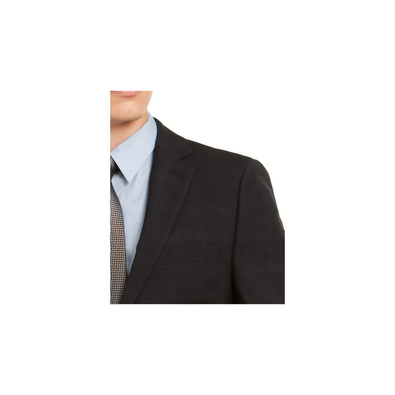 CALVIN KLEIN Mens Black Single Breasted, Long Sleeve Wool Blend Blazer  Jacket 48R