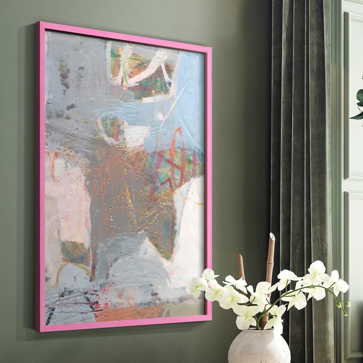 Minim II in Pink Solid Wood 8 x 10 Framed Print