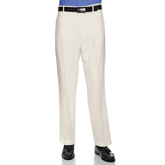 RGM Men's Flat Front Dress Pant Modern Fit - Perfect for Every Day! Cream 40W x 32L