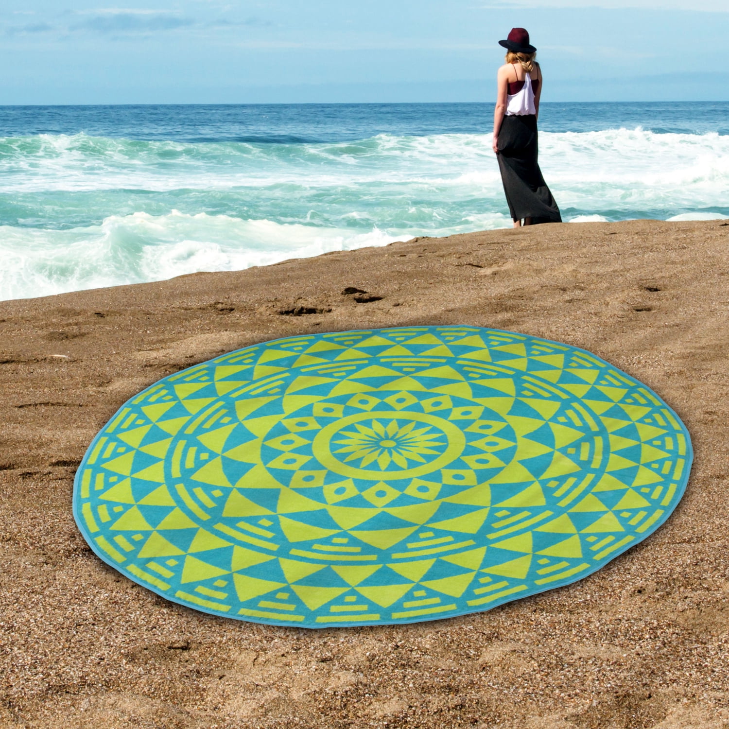 Impressions Cotton Modern Round Beach Towel