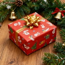 Fmbmuo 1 Rolls Christmas Wrapping Paper Heavyweight Red Santa Claus Gift Wrapping, 500x50 CM Farmhouse Wrapping Paper for Christmas Eve Box