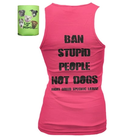 Pitbull Tank Top Ban Stupid People Not Dogs Fitted Womens Pit Bull Tank Top & Can Holder Multi-pack, Pitbull Mom Gift ()