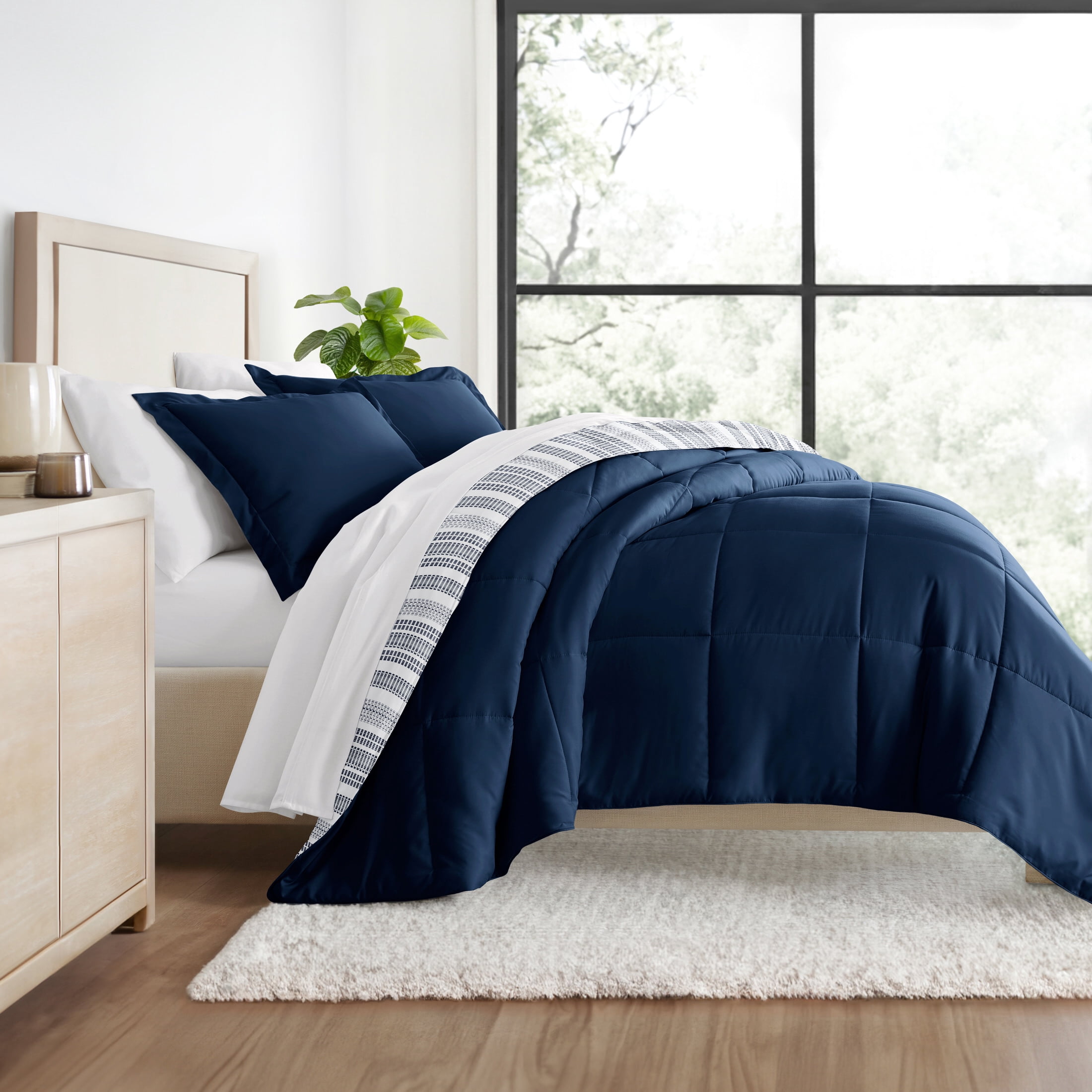 All Season Ultra Soft Comforter Set Lightweight Bedding in Farmhouse Stripe for King/Cal King by Comfort Canopy