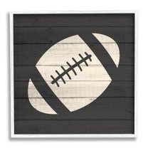 Stupell Industries Football Shape Sports Planked Country Pattern Sports Painting White Framed Art Print Wall Art, 24 x 24