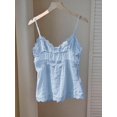 thumbnail image 3 of Blusa De Tirantes Celeste Con Encaje Floral Y Botones Frontales, 3 of 30