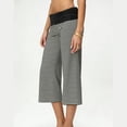 thumbnail image 7 of Resicozy Fold Over Pants Women Y2K Bottoms Yoga Pants Low Rise Foldover Flare Legging Summer Wide Leg Trousers Dark Gray M, 7 of 7