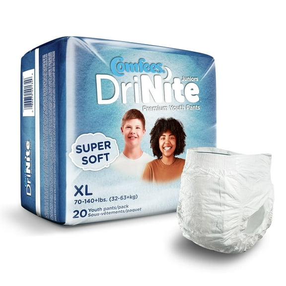 Comfees DriNite Juniors Youth Absorbent Underwear Large / X-Large 60 to 125 lbs, 13 Ct