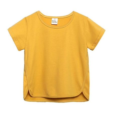 

Toddler Kids Baby Boys Girls Solid Short Sleeve Crewneck Irregular T Shirts Tops Tee Clothes For Children