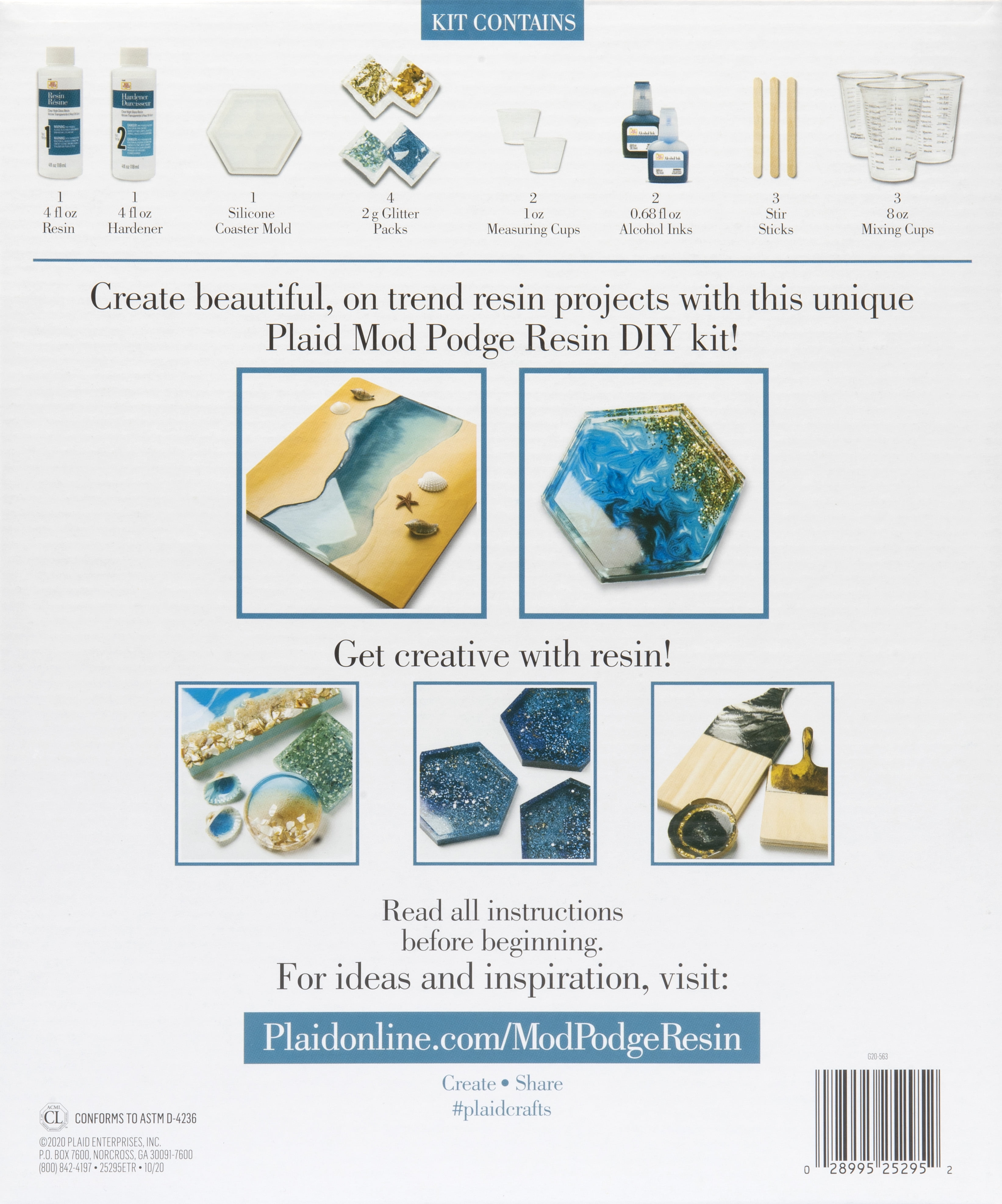 Mod Podge Do-It-Yourself Resin Coaster Kit, Hexagon, Blue and Gold